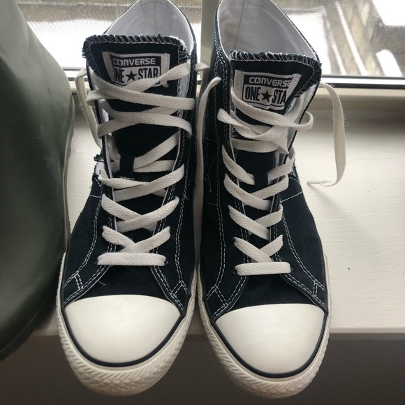 converse one star black high tops